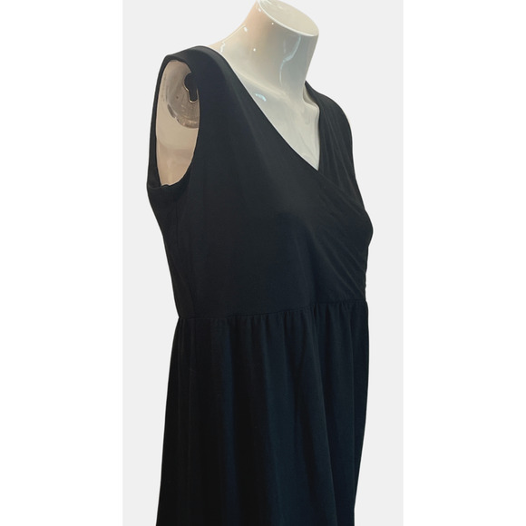 J Jill Wearever Sz XS Maxi Dress Havana Floral Black Surplice Top Stretch Knit - Picture 4 of 12